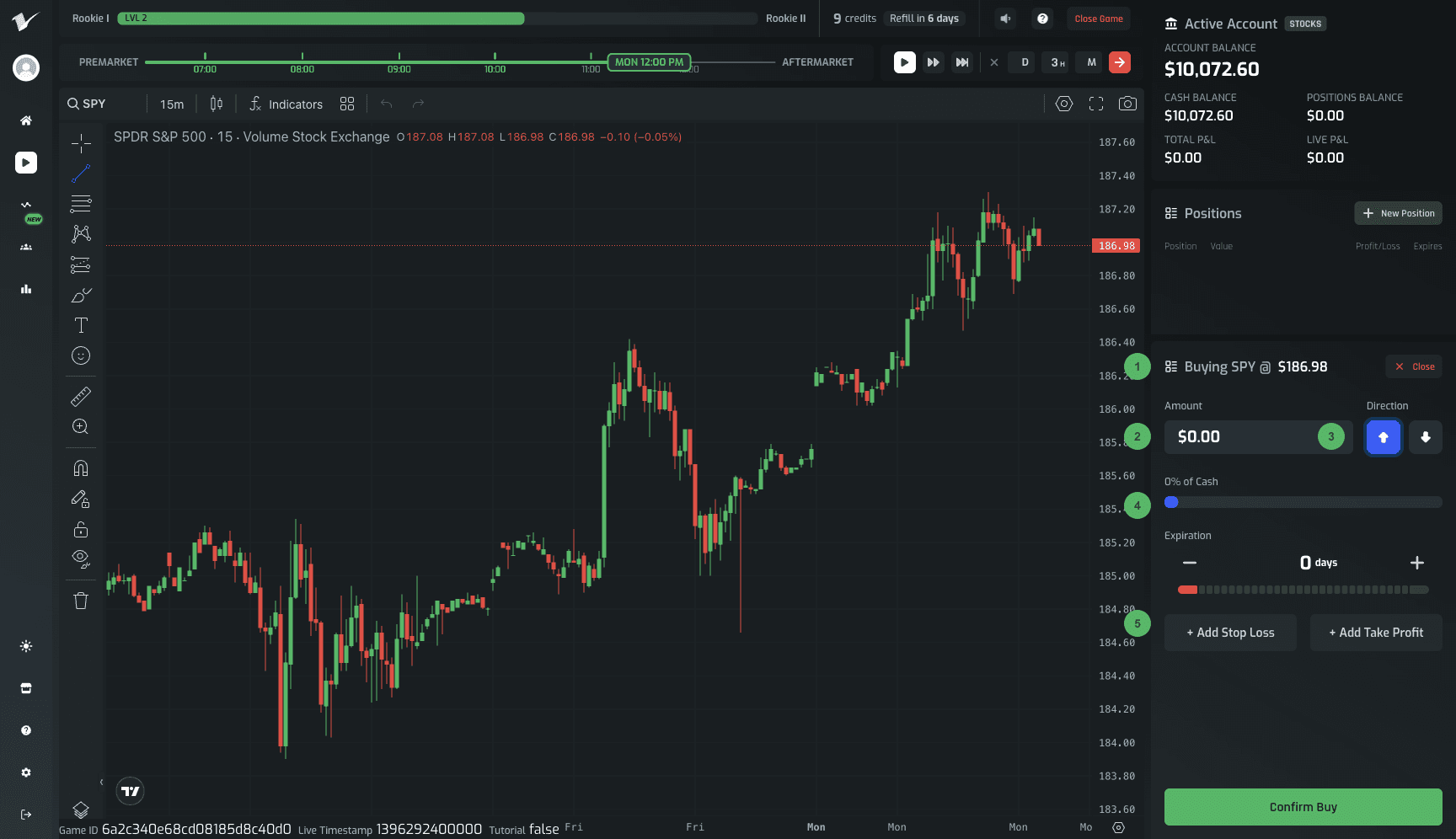 Trade panel opened